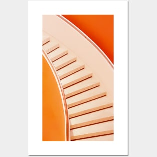 Orange Colored Spiral Staircase Posters and Art